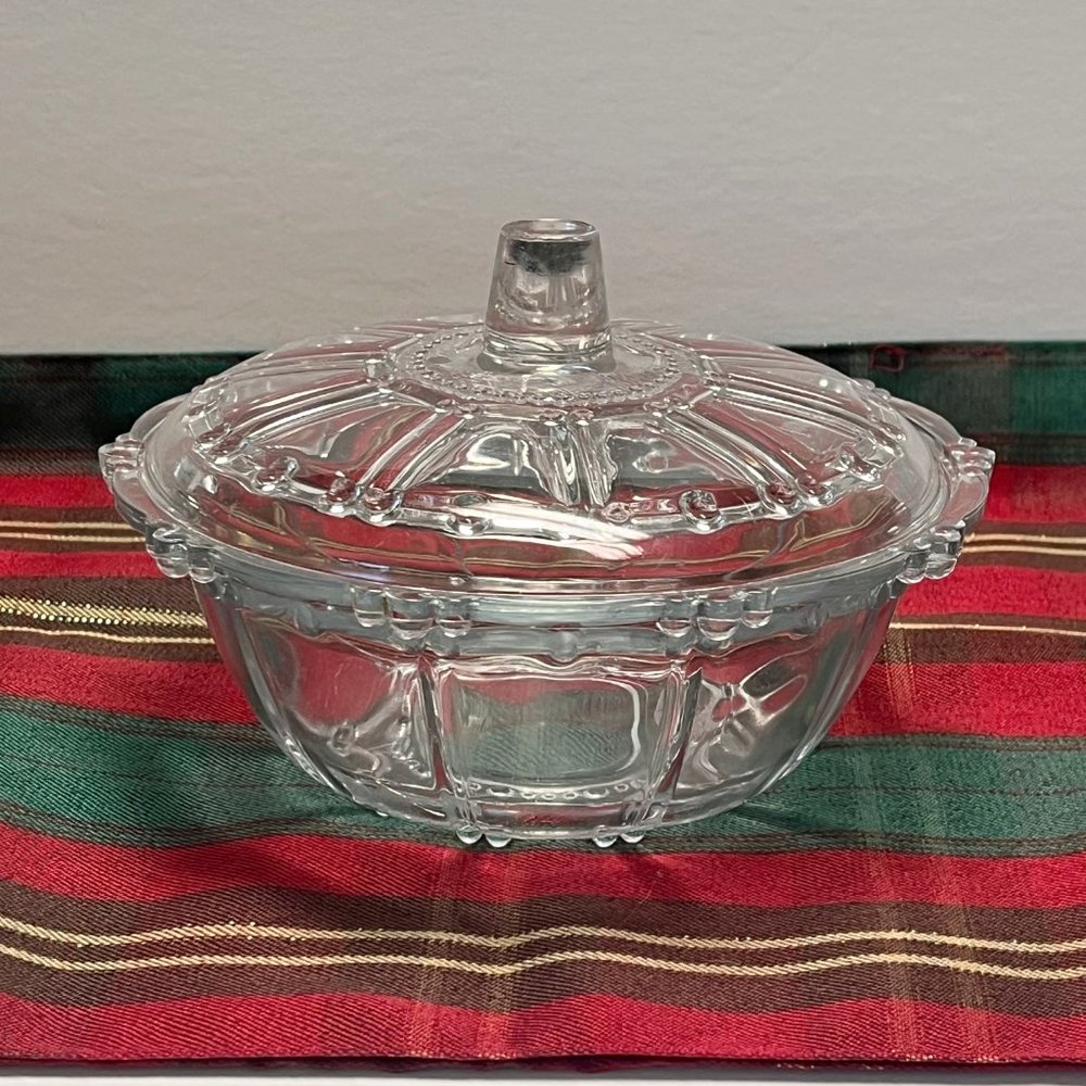 Vintage Candy Trinket Dish, KIG Indonesia, Clear, with Lid